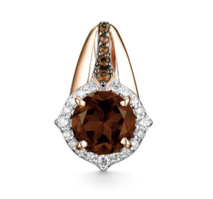 Золотая подвеска с раух-топазом