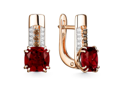 Золотые cерьги с гранатом