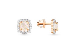 Золотые cерьги пусеты (гвоздики) с опалом