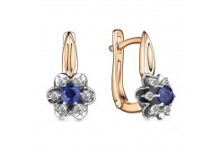 Золотые cерьги с сапфиром