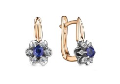 Золотые cерьги с сапфиром