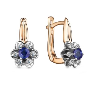 Золотые cерьги с сапфиром