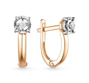 Золотые cерьги с бриллиантом