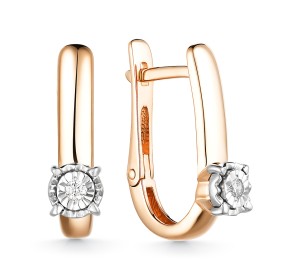 Золотые cерьги с бриллиантом