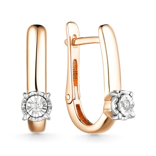 Золотые cерьги с бриллиантом