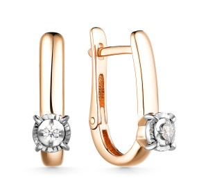 Золотые cерьги с бриллиантом