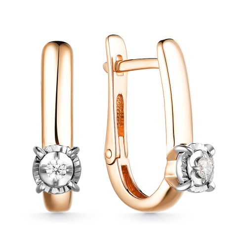 Золотые cерьги с бриллиантом