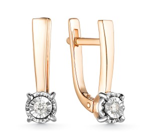 Золотые cерьги с бриллиантом