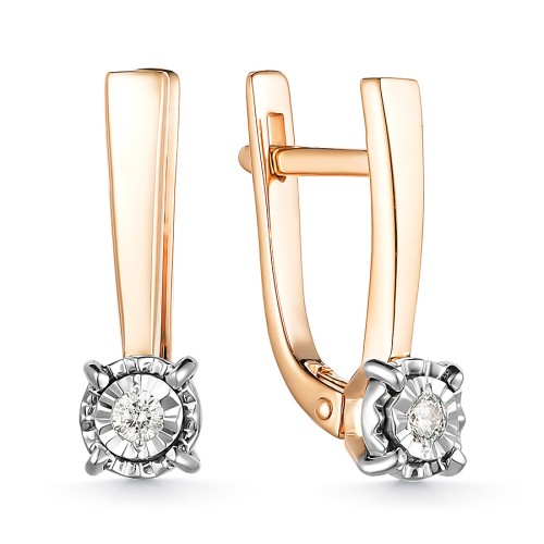 Золотые cерьги с бриллиантом