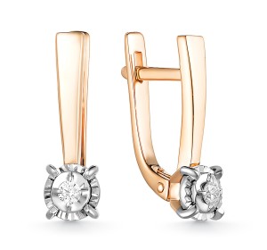 Золотые cерьги с бриллиантом