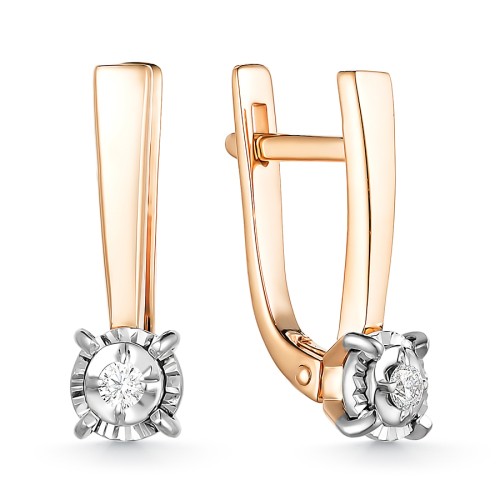 Золотые cерьги с бриллиантом