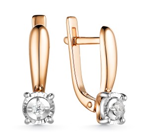 Золотые cерьги с бриллиантом