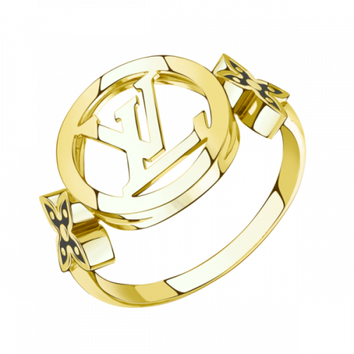 Кольцо из желтого золота с эмалью