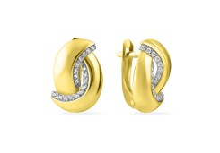 Серьги классические из желтого золота с фианитом