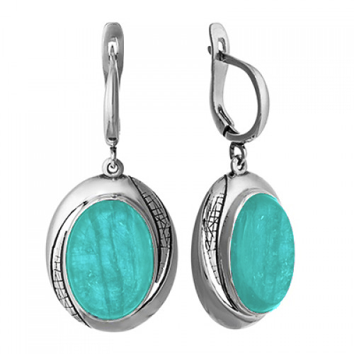 Серебряные cерьги висячие с амазонитом