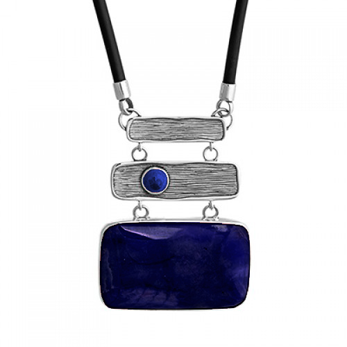 Серебряное колье с содалитом