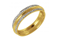 Кольцо обручальное из желтого золота с бриллиантом