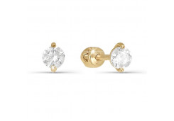 Золотые cерьги пусеты (гвоздики) с фианитом