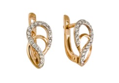 Золотые cерьги классические с фианитом