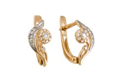 Золотые cерьги классические с фианитом