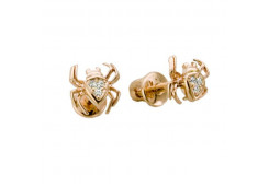 Золотые cерьги пусеты (гвоздики) с фианитом