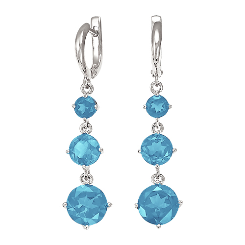 Серебряные cерьги висячие с топазом