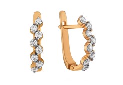 Золотые cерьги классические с фианитом