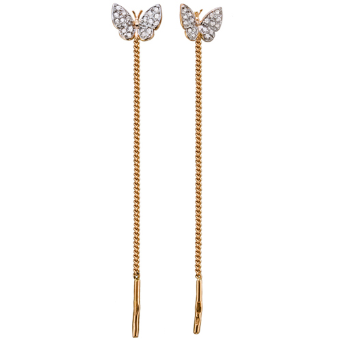 Золотые cерьги классические с фианитом