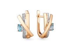 Золотые cерьги классические с топазом