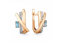 Золотые cерьги классические с топазом