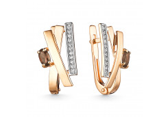 Золотые cерьги классические с раух-топазом