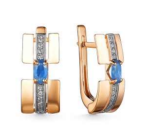 Золотые cерьги классические с топазом