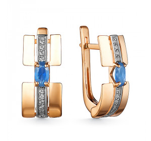 Золотые cерьги классические с топазом