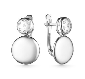 Серебряные cерьги классические с фианитом