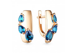 Золотые cерьги классические с лондон топазом