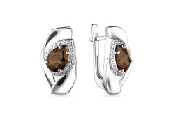 Серебряные cерьги классические с раух-топазом