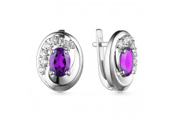 Серебряные cерьги классические с аметистом