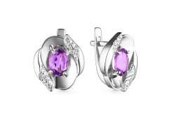 Серебряные cерьги классические с аметистом
