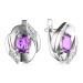 Серебряные cерьги классические с аметистом