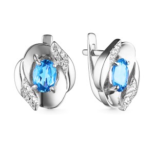 Серебряные cерьги классические с топазом
