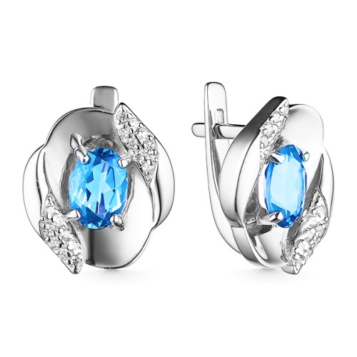 Серебряные cерьги классические с топазом