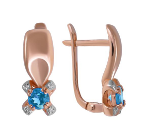 Золотые cерьги классические с топазом