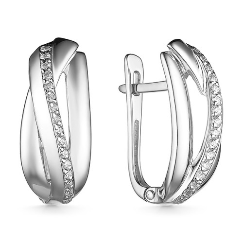 Серебряные cерьги классические с фианитом