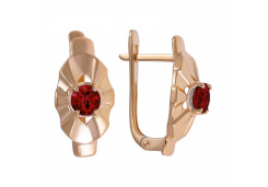 Золотые cерьги классические с гранатом