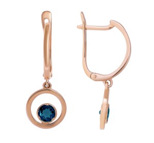 Золотые cерьги висячие с лондон топазом