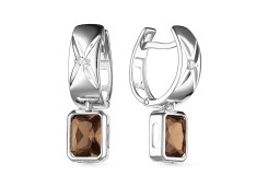 Серебряные cерьги висячие с раух-топазом