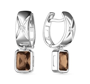 Серебряные cерьги висячие с раух-топазом