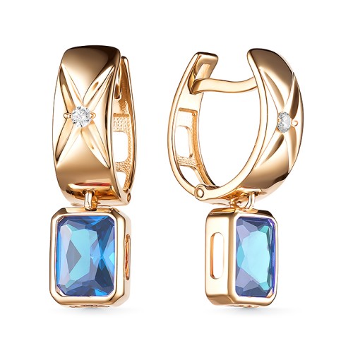 Золотые cерьги висячие с топазом