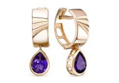 Золотые cерьги висячие с танзанитом
