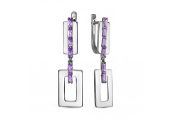 Серебряные cерьги висячие с аметистом